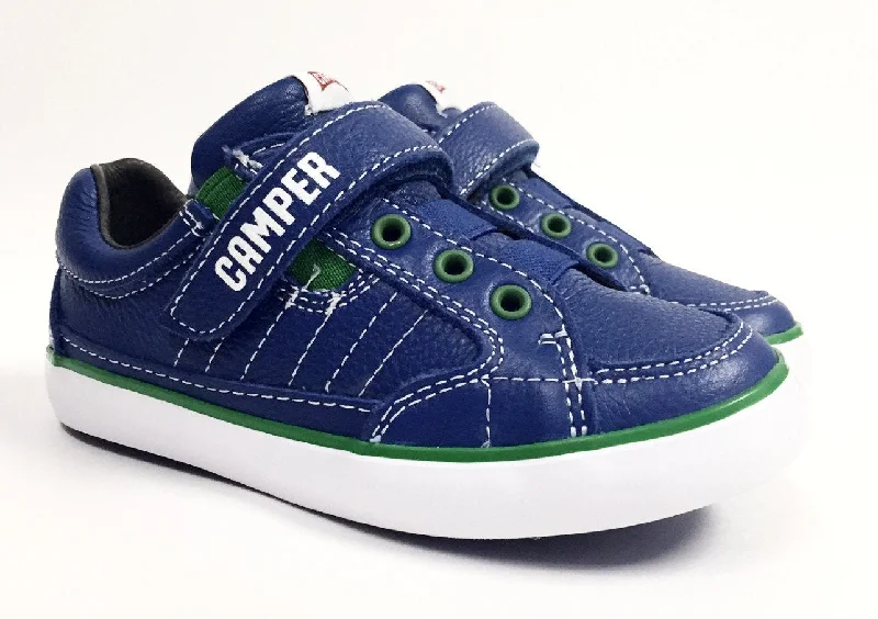 Campers Cobalt and Green Velcro Sneaker