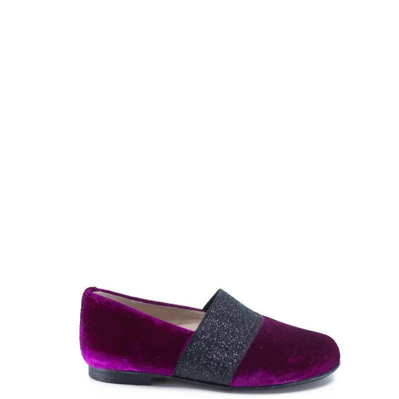 Hoo Fuchsia Velvet Sparkle Elastic Loafer