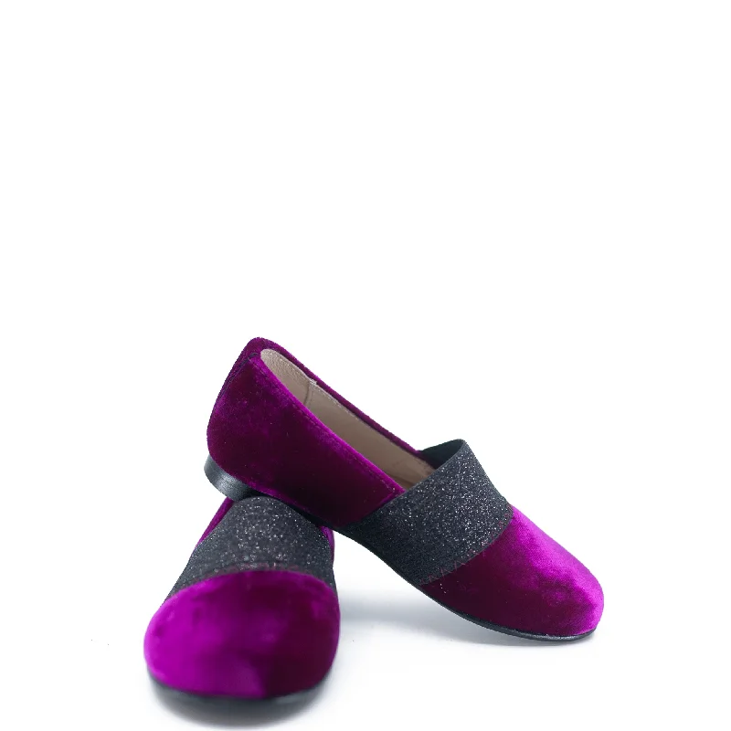 Hoo Fuchsia Velvet Sparkle Elastic Loafer