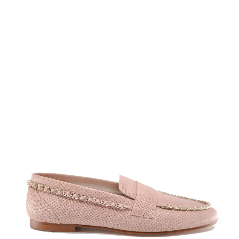 Hoo Pink Textured Chain Loafer