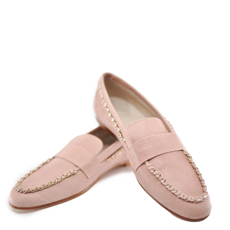 Hoo Pink Textured Chain Loafer