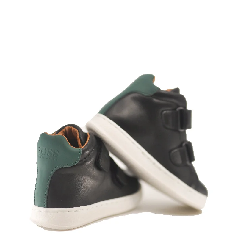 Hugo Boss Black Leather Velcro Baby Sneaker