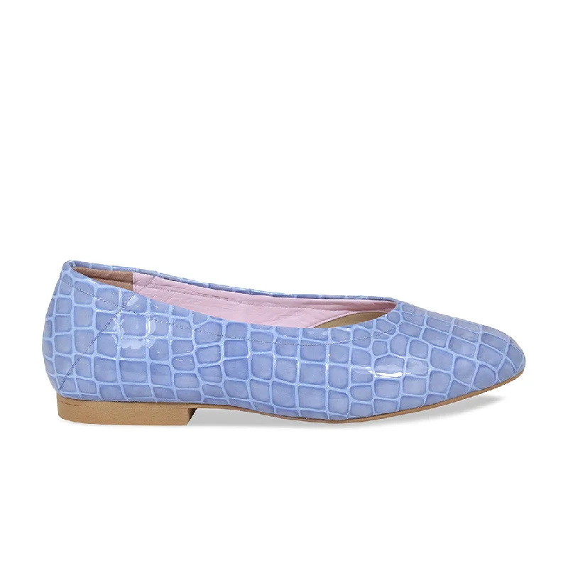 Luna: Pale Blue Croc Patent Leather