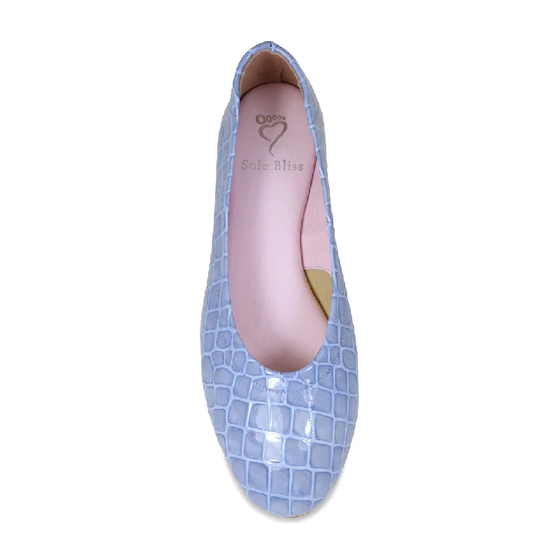 Luna: Pale Blue Croc Patent Leather