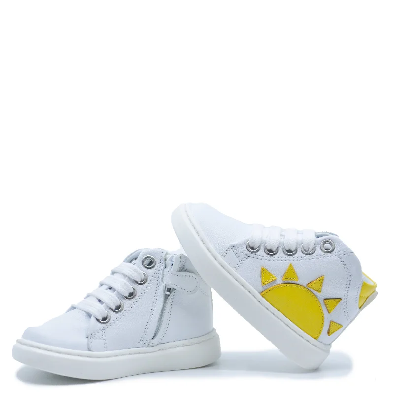 Maa White and Yellow Sun Sneaker