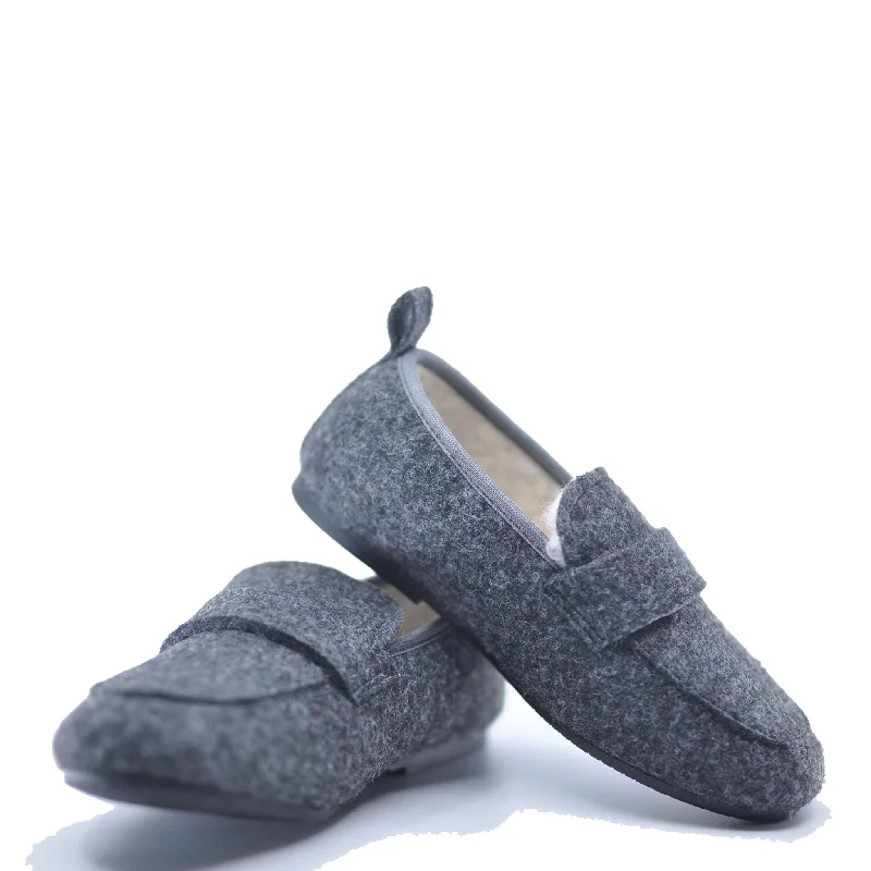 Manuela Dark Gray Wool Slipper Loafer