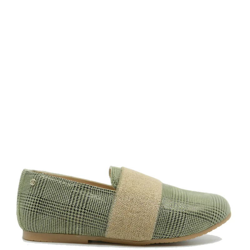 Manuela Moss Plaid Elastic Smoking Loafer