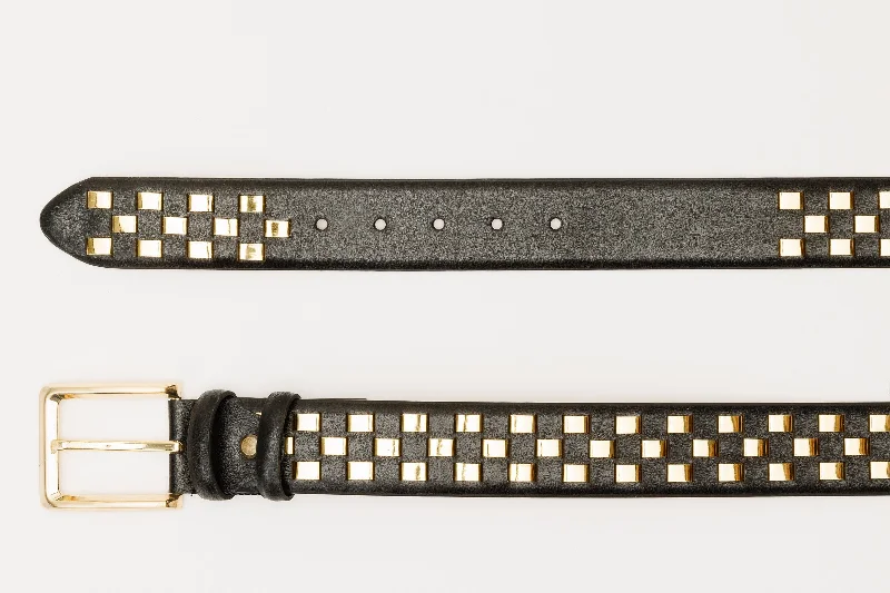 The Messina Black & Gold Woven Leather Belt