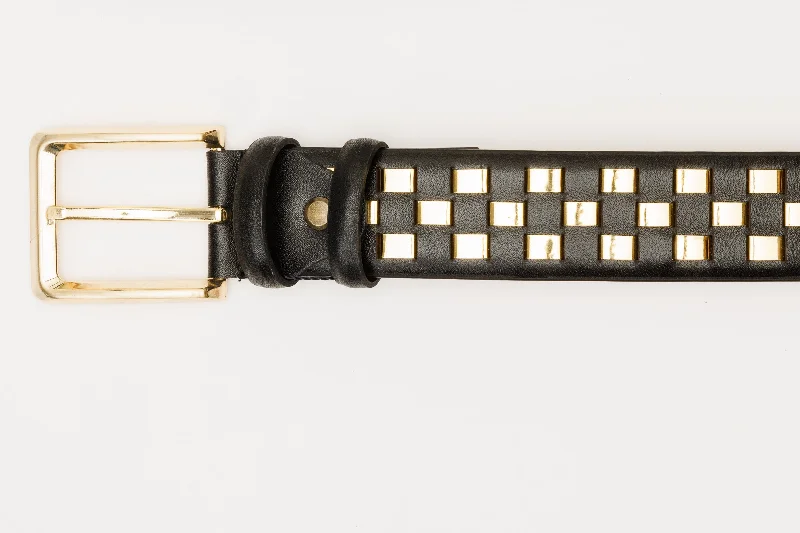 The Messina Black & Gold Woven Leather Belt