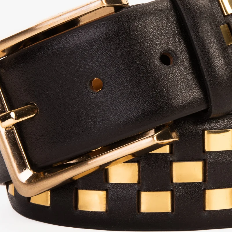 The Messina Black & Gold Woven Leather Belt