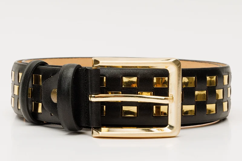 The Messina Black & Gold Woven Leather Belt