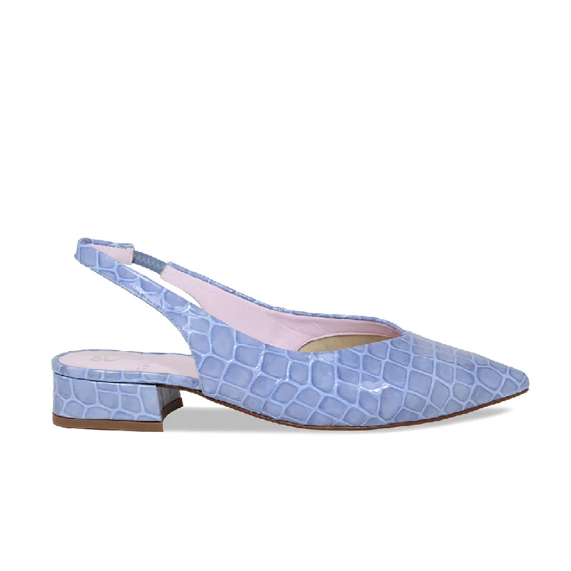 Sienna: Pale Blue Croc Patent Leather