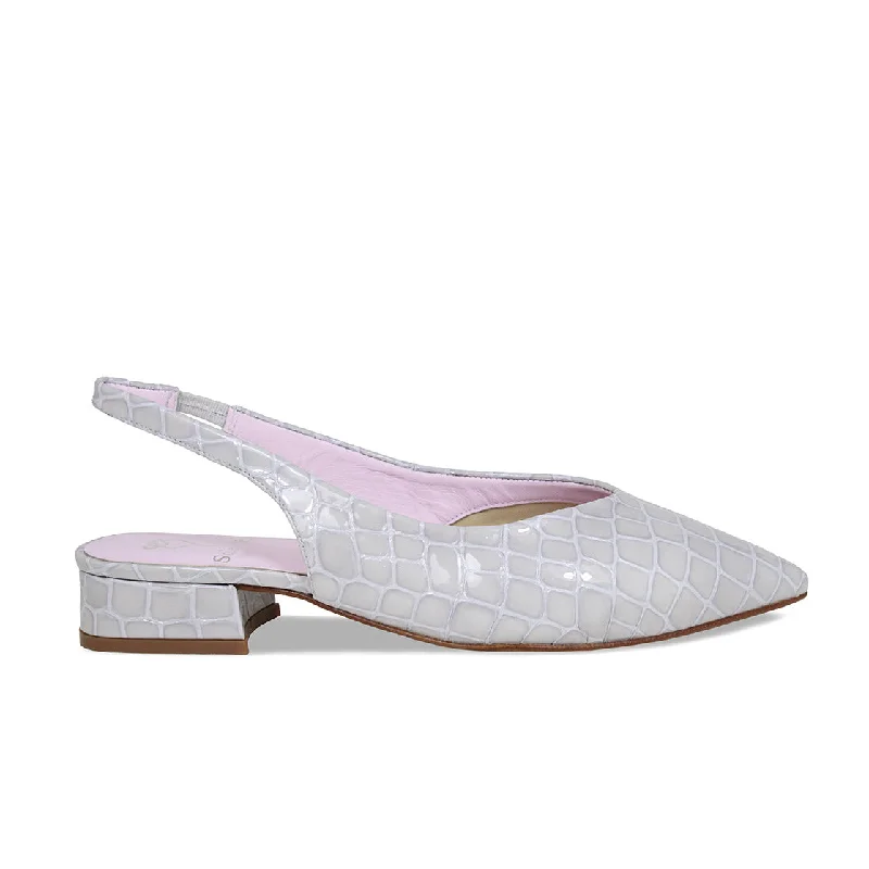 Sienna: Pale Grey Croc Patent Leather