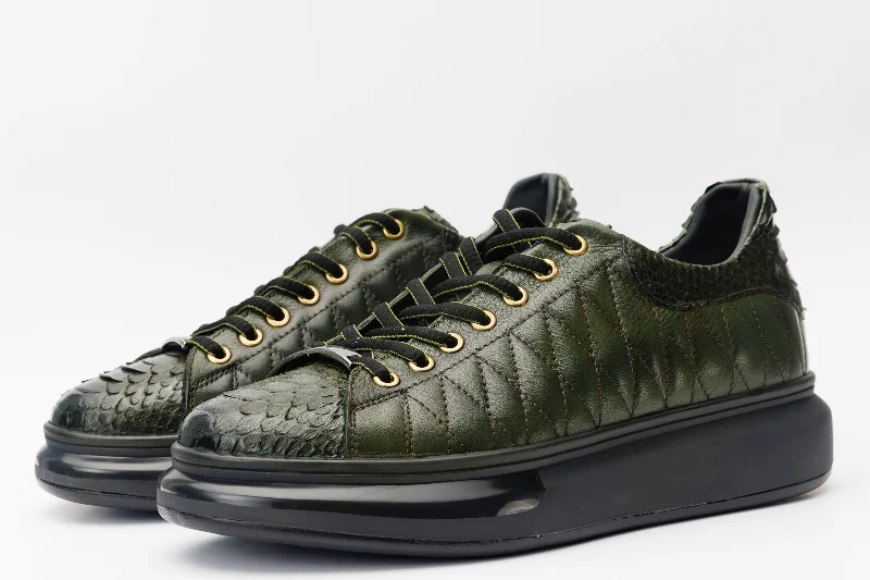 The Adler Green Snk Leather Men Sneaker Limited Edition