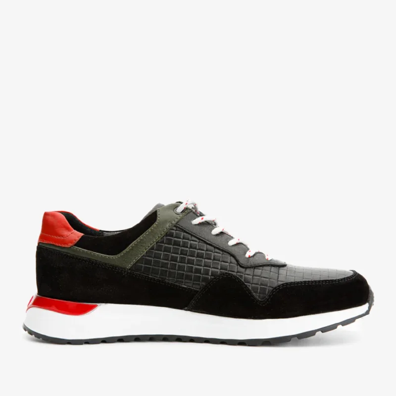 The Rakka Black & Red Leather Men Sneaker