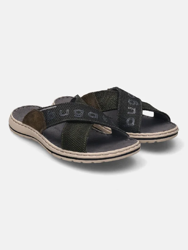 bugatti Olive Cross Strap Sandals