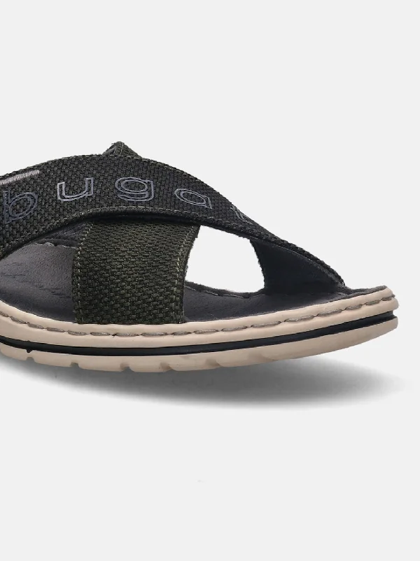 bugatti Olive Cross Strap Sandals