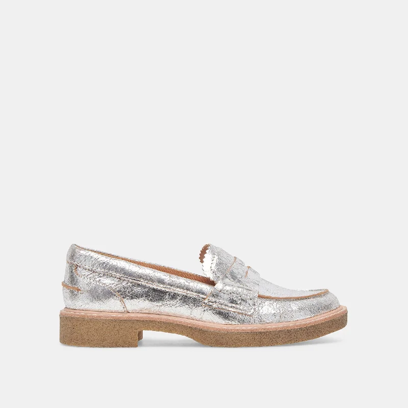 ARABEL LOAFERS SILVER DISTRESSED LEATHER