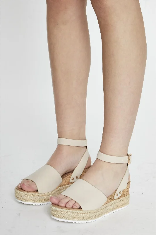 Beige Nubuck Espadrille Sandals