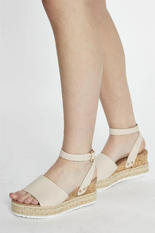 Beige Nubuck Espadrille Sandals