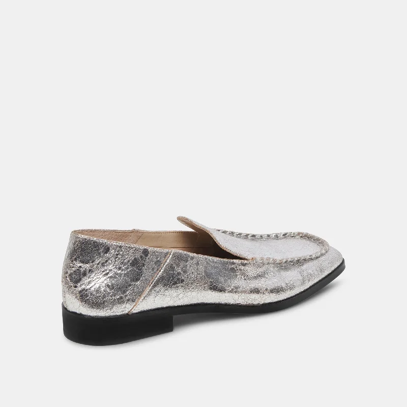 BENY FLATS SILVER DISTRESSED LEATHER