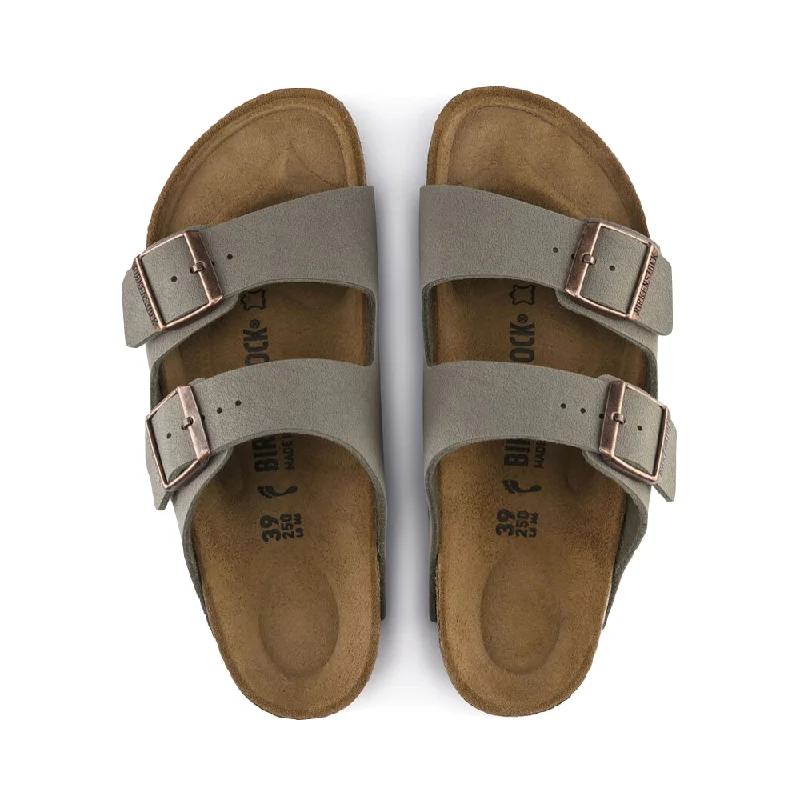 Birkenstock Arizona Birkibuc Sandal in Stone Grey