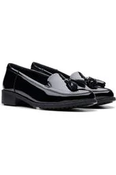 Clark Havisham Edge black patent wide fit