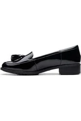 Clark Havisham Edge black patent wide fit