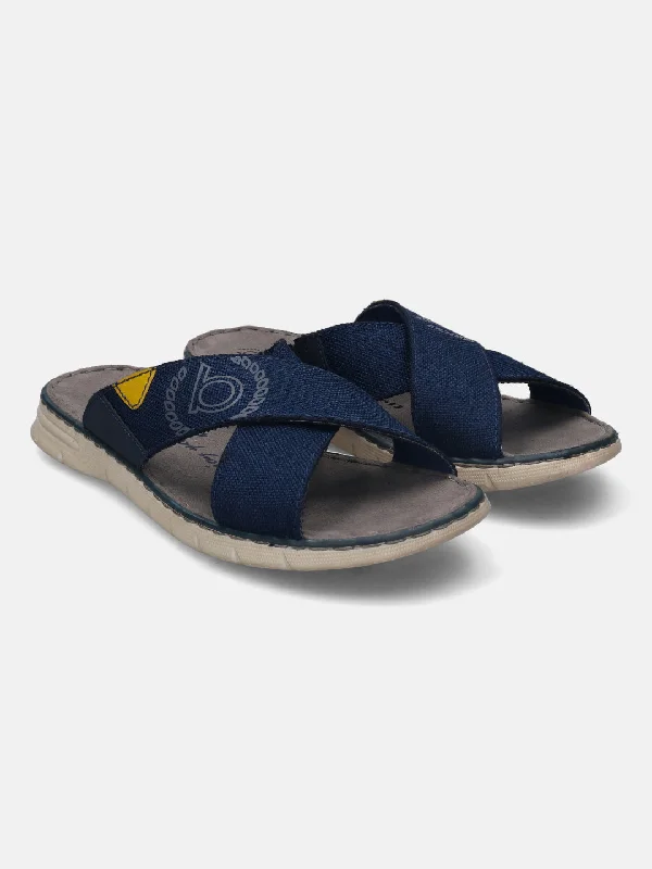 bugatti Dark Blue Cross Strap Sandals