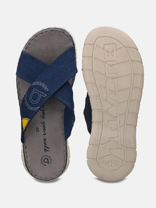 bugatti Dark Blue Cross Strap Sandals