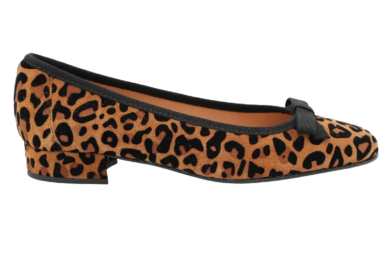 Fabucci Leopard Print Ballet Flat Black Bow