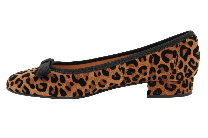 Fabucci Leopard Print Ballet Flat Black Bow