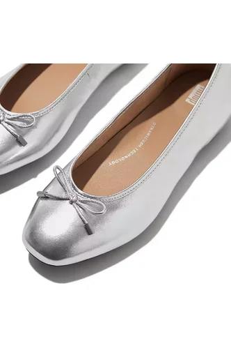 Fit-Flop Ballerina/Mary Jane in Silver Leather