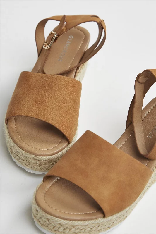 Tan Nubuck Espadrille Sandals