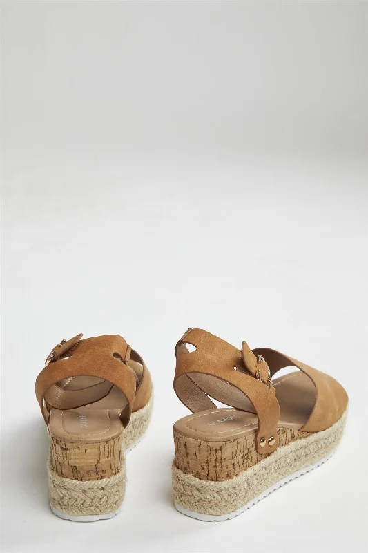 Tan Nubuck Espadrille Sandals