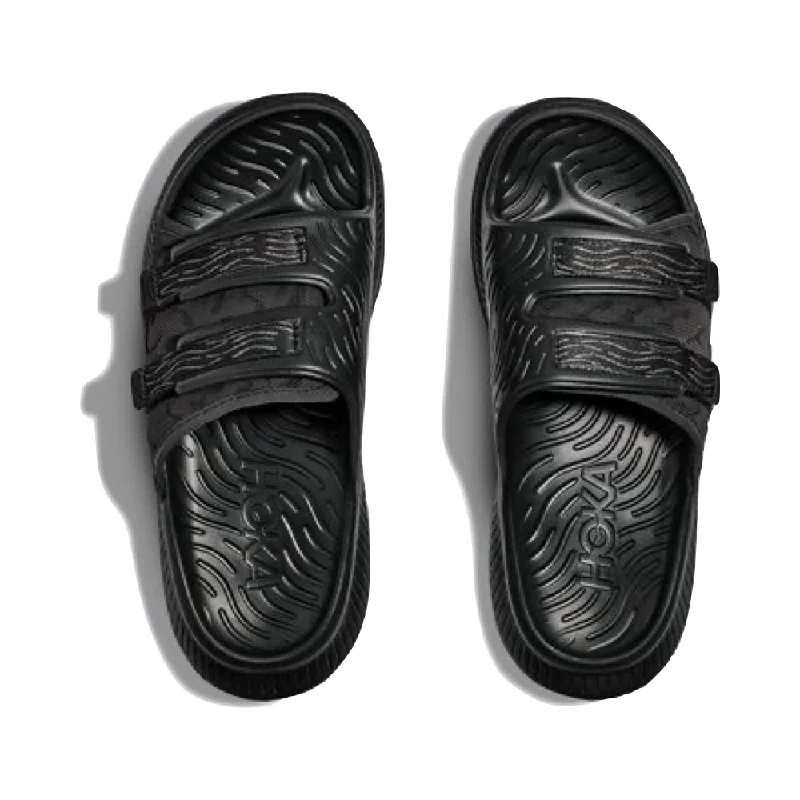 Hoka Ora Luxe Recovery Slide Sandal in Black/Black