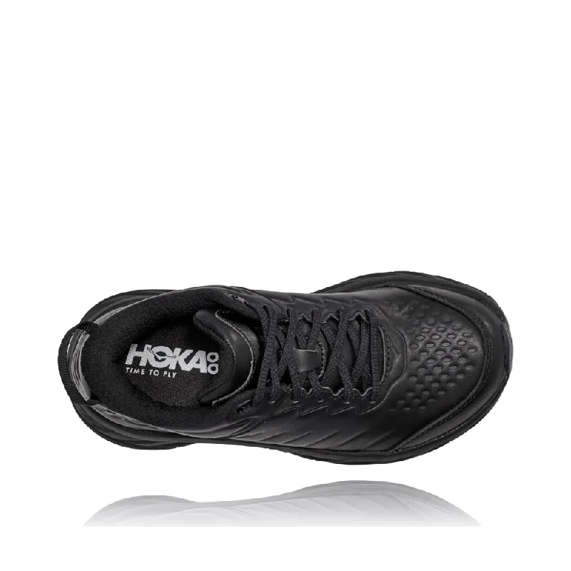 Hoka Women's Bondi SR Water Resistant Slip Resistant Leather Sneaker in Black