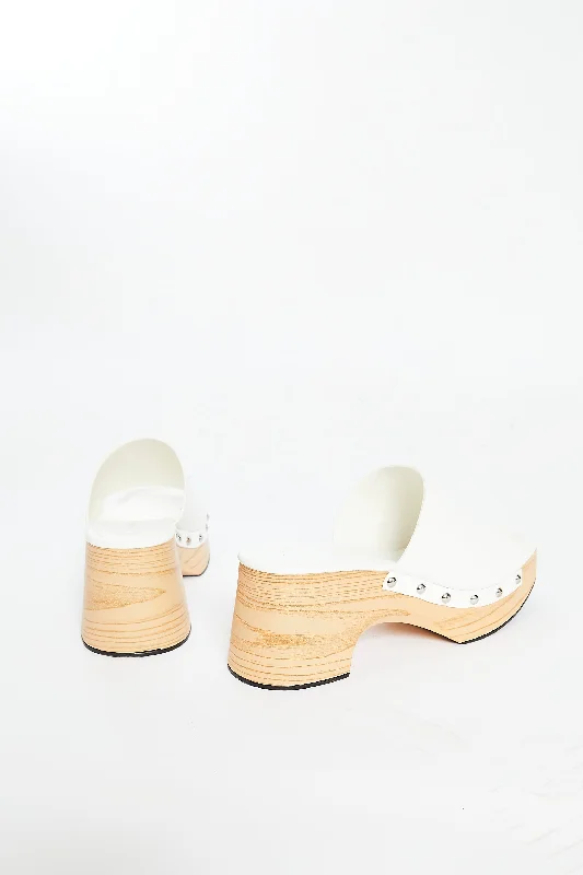 Glamorous White Open Toe Mule Clog Sandals