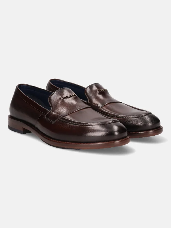 bugatti Brown Premium Leather Formal Slip-Ons