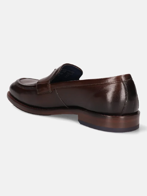 bugatti Brown Premium Leather Formal Slip-Ons