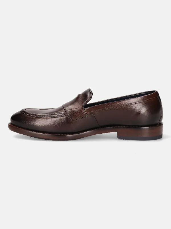 bugatti Brown Premium Leather Formal Slip-Ons