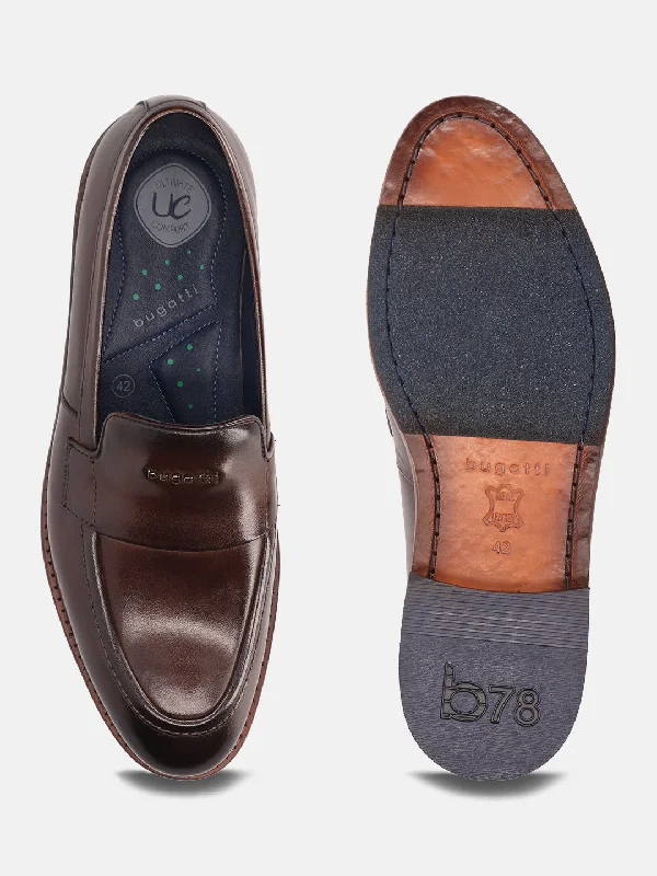 bugatti Brown Premium Leather Formal Slip-Ons