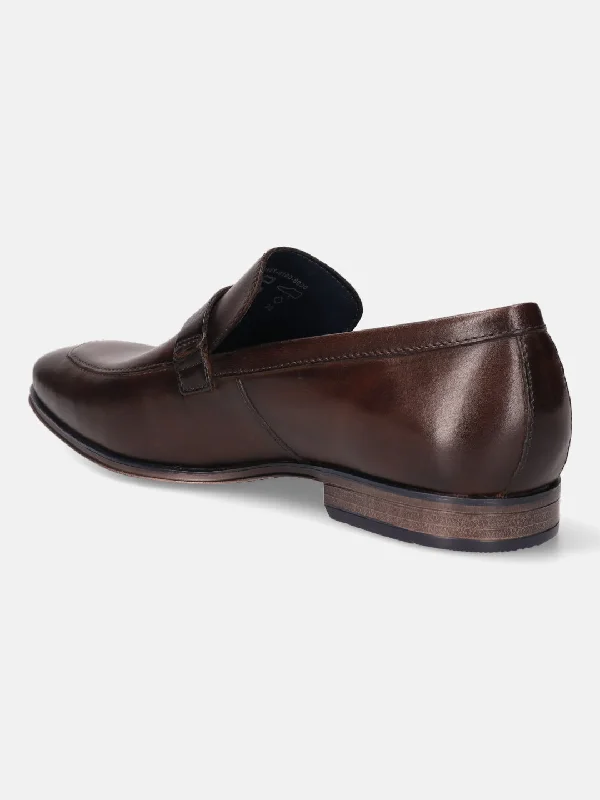 bugatti Brown Leather Formal Slip-Ons