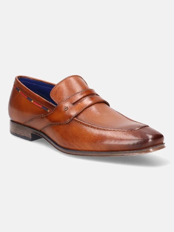 bugatti Cognac Premium Leather Formal Slip-Ons