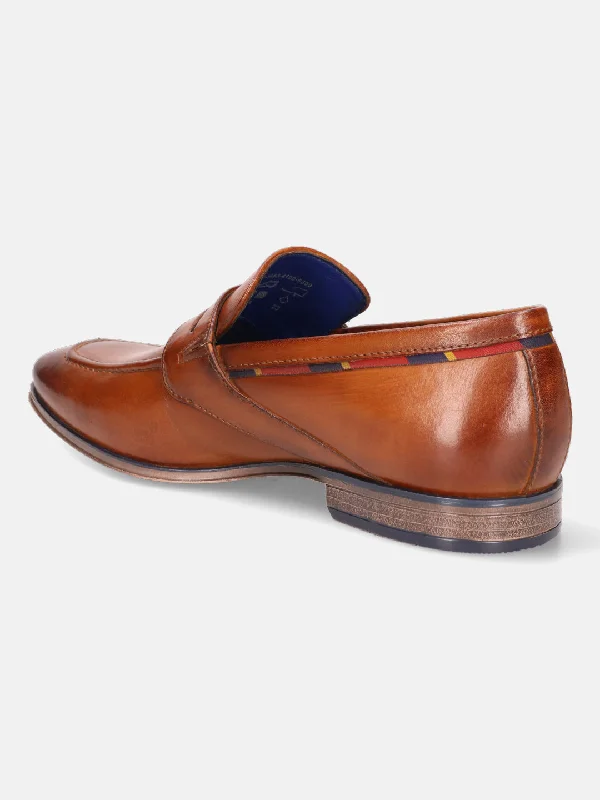 bugatti Cognac Premium Leather Formal Slip-Ons