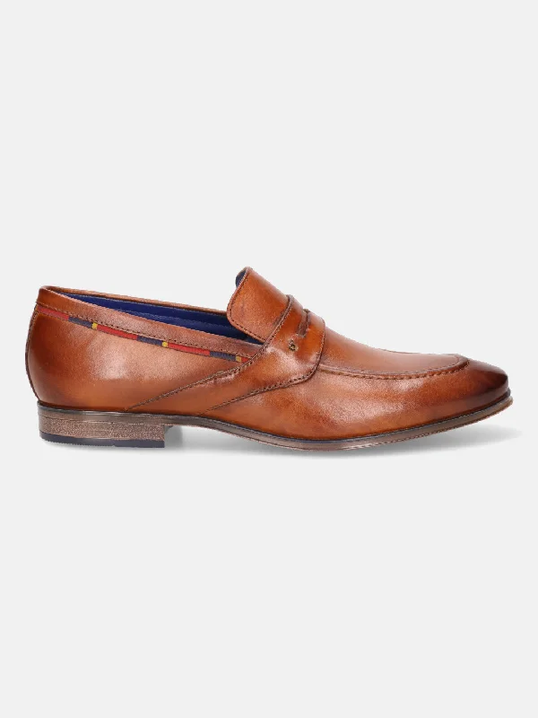 bugatti Cognac Premium Leather Formal Slip-Ons