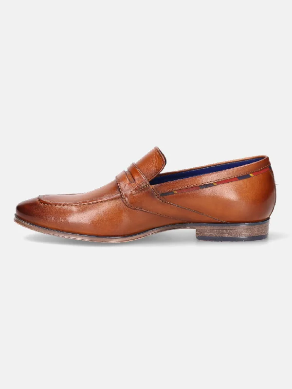 bugatti Cognac Premium Leather Formal Slip-Ons