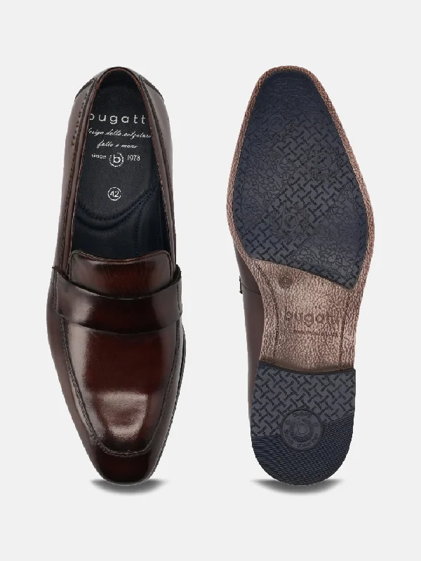 bugatti Premium Leather Brown Penny Loafers