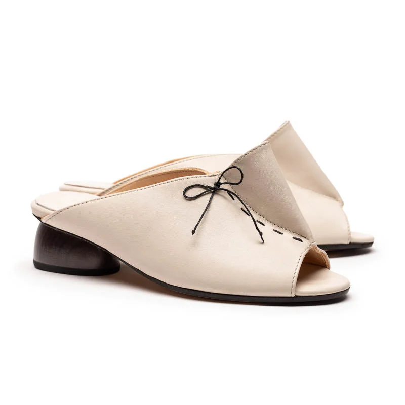 PHOEBE Off-White | Leather Mules