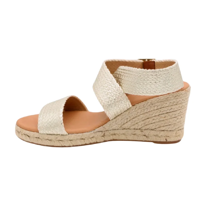 PINAZ Gold Criss Cross Woven Wedge Sandal